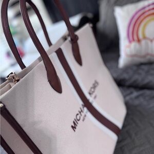 Michael Kors Beige and Brown Logo Tote